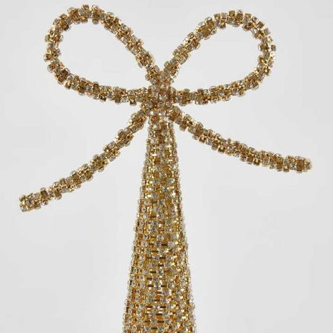 Cône doré avec nœud 66 cm