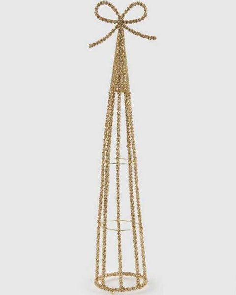 Cône doré avec nœud 66 cm