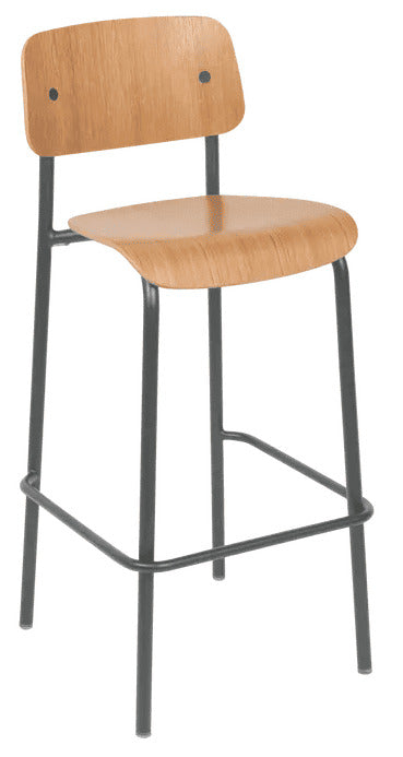 Silla alta de bar de roble STUDIE de la marca francesa fermob. comprar online en rincon del mueble