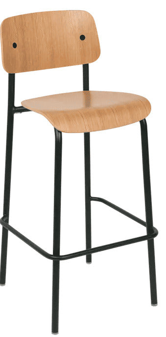 Silla alta de bar de roble STUDIE de la marca francesa fermob. comprar online en rincon del mueble