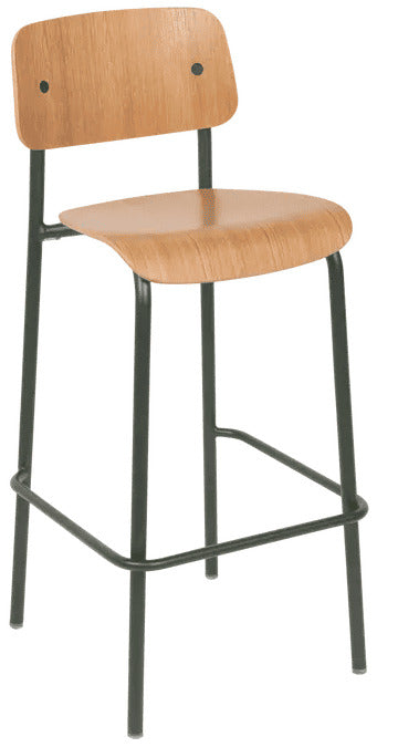 Silla alta de bar de roble STUDIE de la marca francesa fermob. comprar online en rincon del mueble