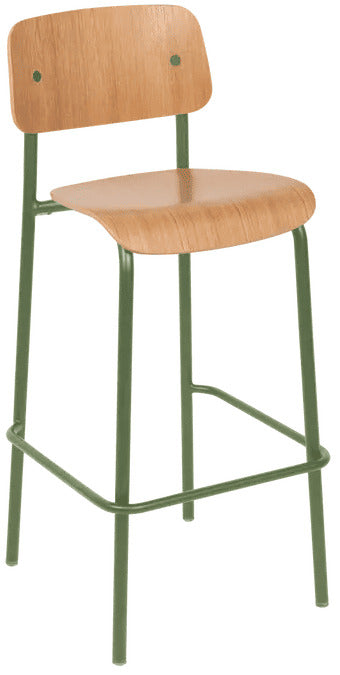 Silla alta de bar de roble STUDIE de la marca francesa fermob. comprar online en rincon del mueble