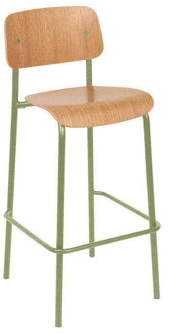 Silla alta de bar de roble STUDIE de la marca francesa fermob. comprar online en rincon del mueble