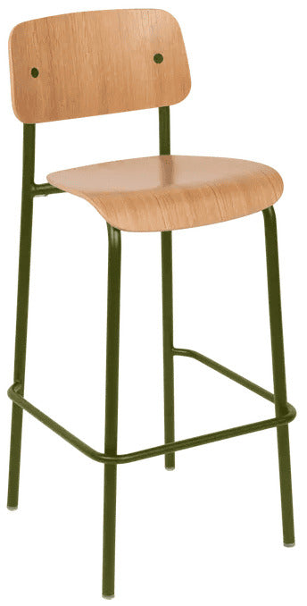 Silla alta de bar de roble STUDIE de la marca francesa fermob. comprar online en rincon del mueble