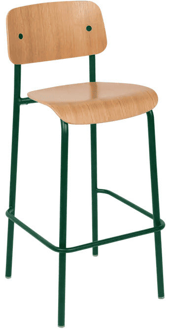 Silla alta de bar de roble STUDIE de la marca francesa fermob. comprar online en rincon del mueble