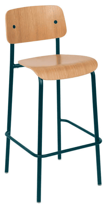 Silla alta de bar de roble STUDIE de la marca francesa fermob. comprar online en rincon del mueble