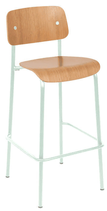 Silla alta de bar de roble STUDIE de la marca francesa fermob. comprar online en rincon del mueble