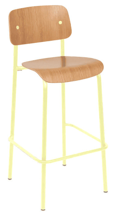Silla alta de bar de roble STUDIE de la marca francesa fermob. comprar online en rincon del mueble
