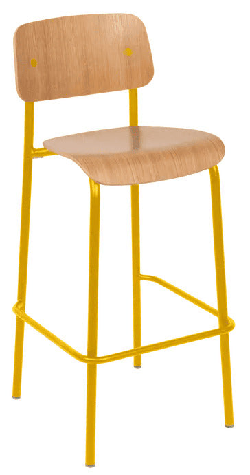 Silla alta de bar de roble STUDIE de la marca francesa fermob. comprar online en rincon del mueble
