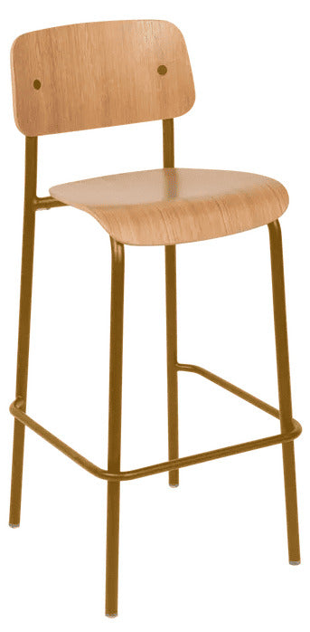 Silla alta de bar de roble STUDIE de la marca francesa fermob. comprar online en rincon del mueble