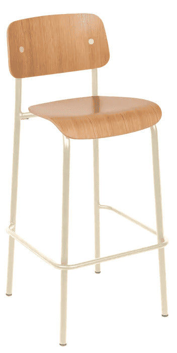 Silla alta de bar de roble STUDIE de la marca francesa fermob. comprar online en rincon del mueble