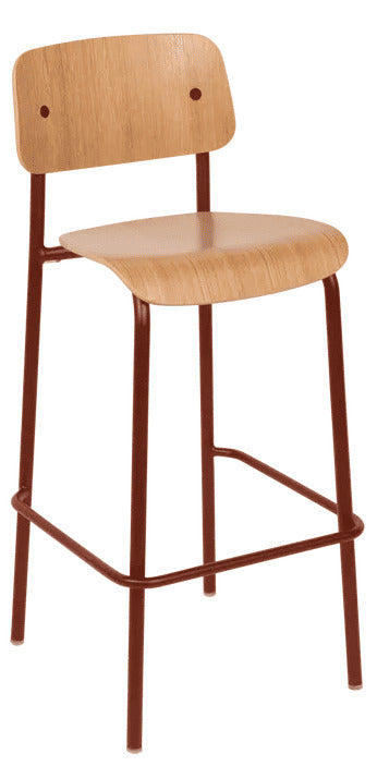 Silla alta de bar de roble STUDIE de la marca francesa fermob. comprar online en rincon del mueble