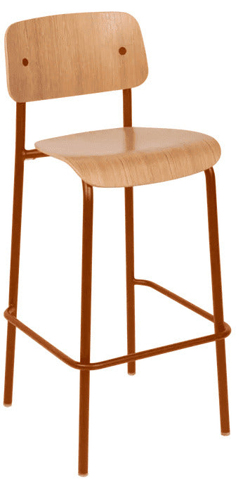 Silla alta de bar de roble STUDIE de la marca francesa fermob. comprar online en rincon del mueble