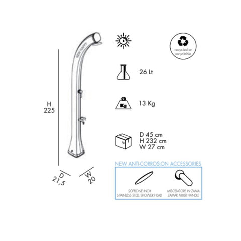 Ducha solar para piscina NEW HAPPY H220 ARKMEA Rincon del mueble Madrid