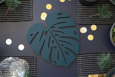 Dessous de plat en métal monstera BOUQUET SAUVAGE de 24x22cm