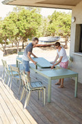 Table XL extensible à 3 rallonges RIBAMBELLE de 149/299 x 100 cm de la marque française Fermob. Acheter Fermob en ligne. 