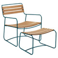 Ensemble fauteuil bas et repose-pieds en teck SUPRISING de la marque française Fermob. Acheter Fermob en ligne. Rincón del Mueble