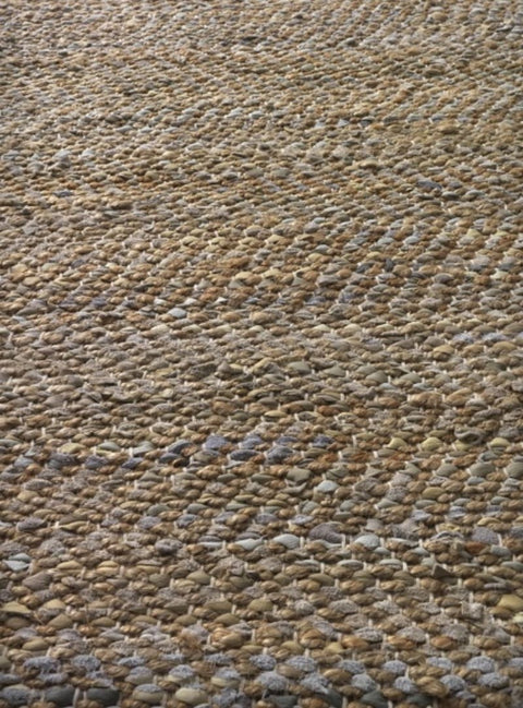 Tapis en coton, cuir et jute
