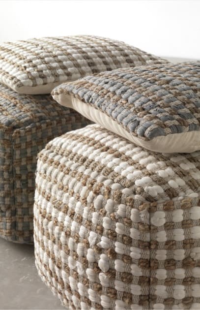 Pouf en jute et coton 45x45x35cm 